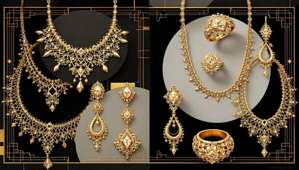 Verschiedene Designs von vergoldetem Schmuck, die die Vielfalt der Materialien zeigen.jpg