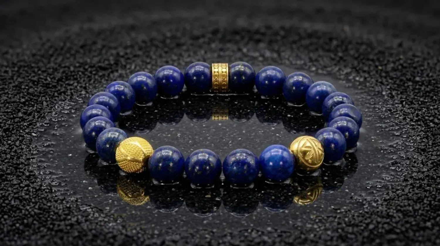 Preview: Armband Wilko Sterling Silber 18K Vergoldet mit Lapislazuli Steine