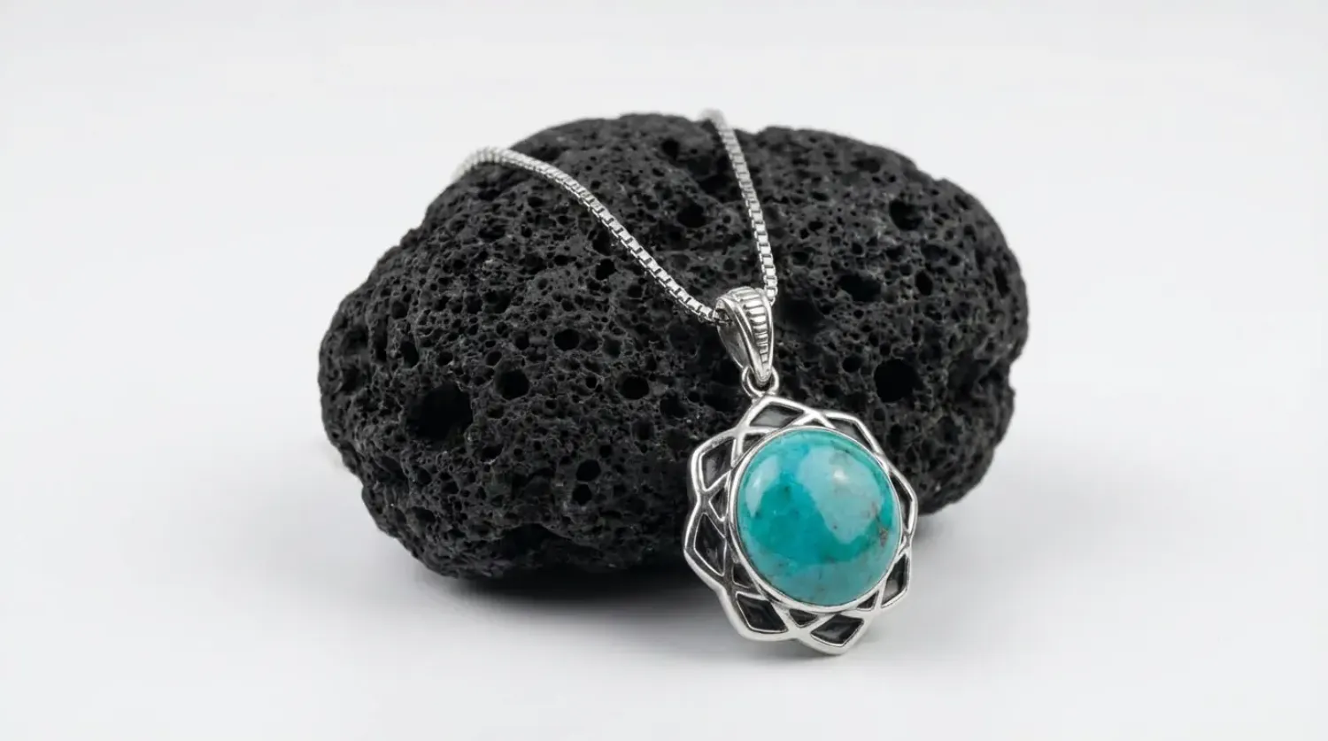 Preview: Halskette Ama Sterling Silber mit Türkis Anhänger