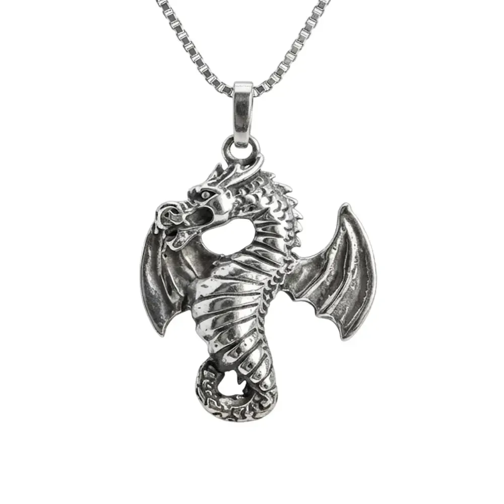 Halskette Drako 925 Sterling Silber mit Drachen Anhänger