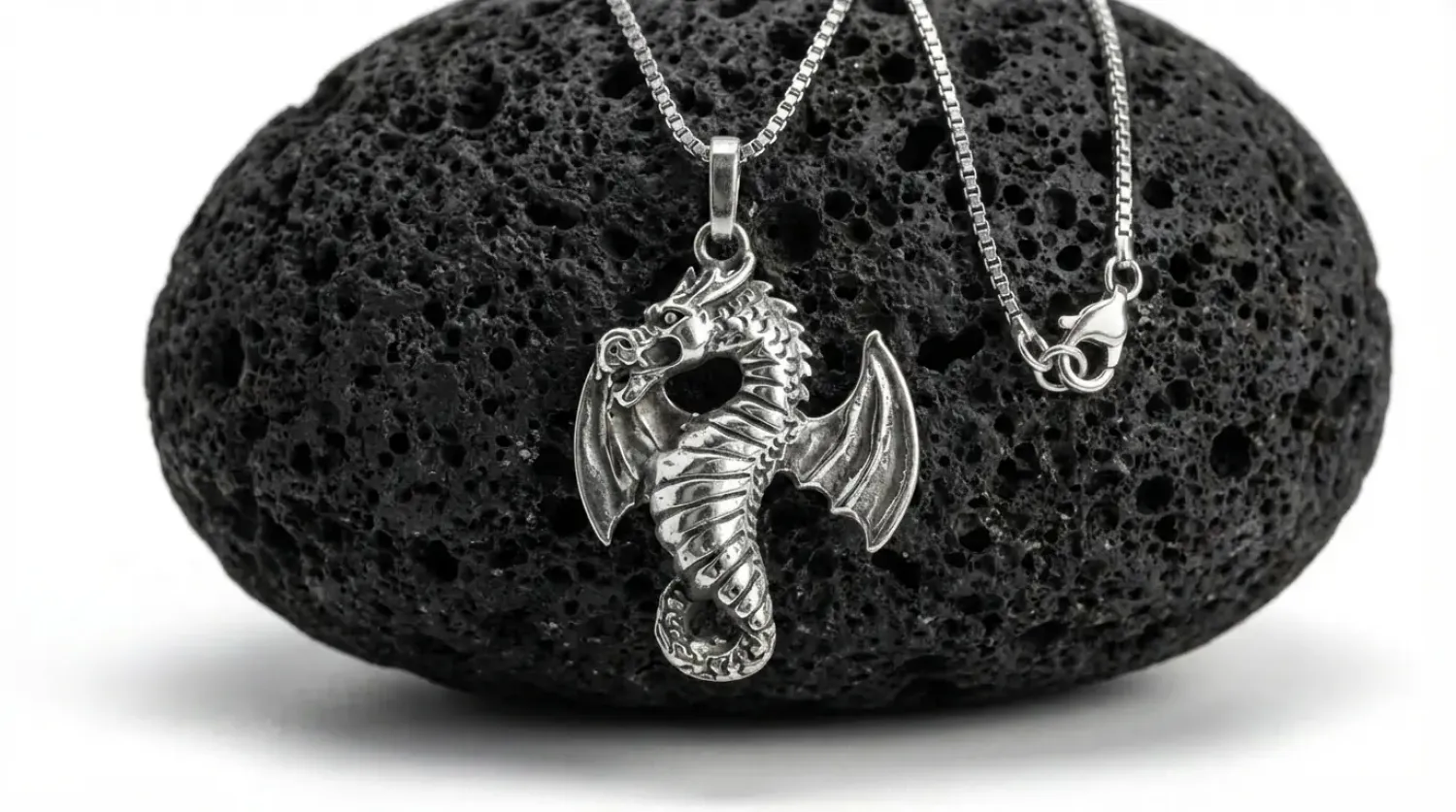 Preview: Halskette Drako 925 Sterling Silber mit Drachen Anhänger