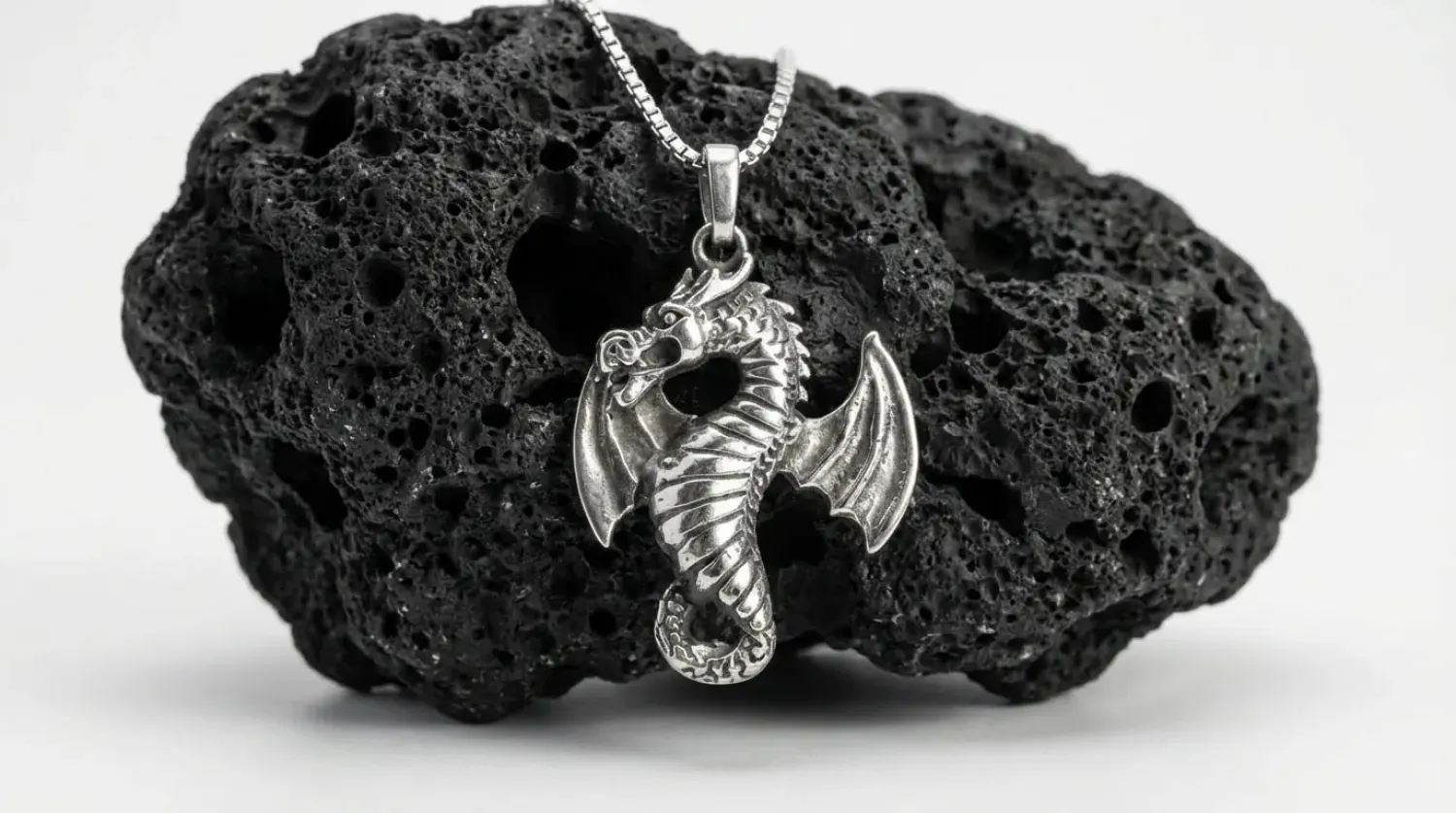 Preview: Halskette Drako 925 Sterling Silber mit Drachen Anhänger