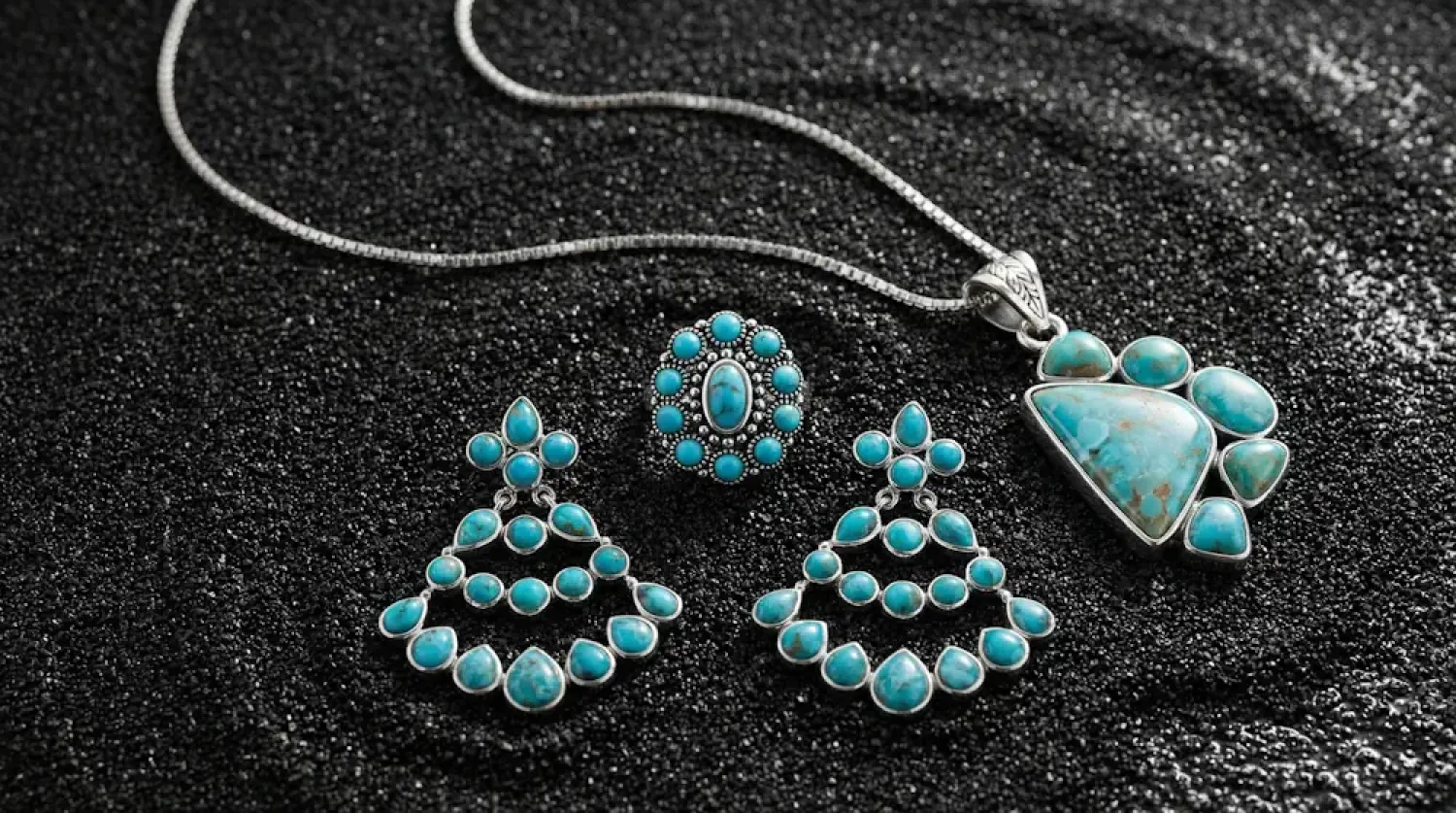 Preview: Ring Nahimana 925 Sterling Silber mit Türkis Steinen