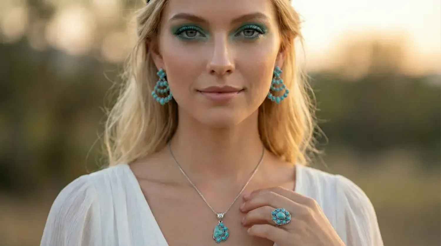 Preview: Ring Nahimana 925 Sterling Silber mit Türkis Steinen