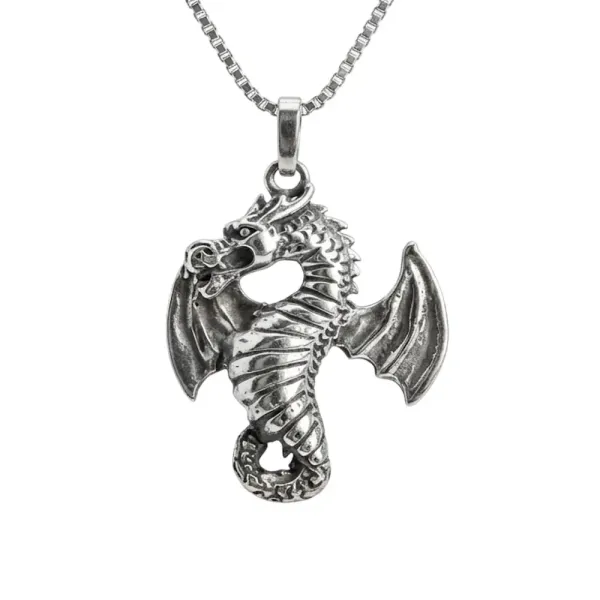 Halskette Drako 925 Sterling Silber mit Drachen Anhänger